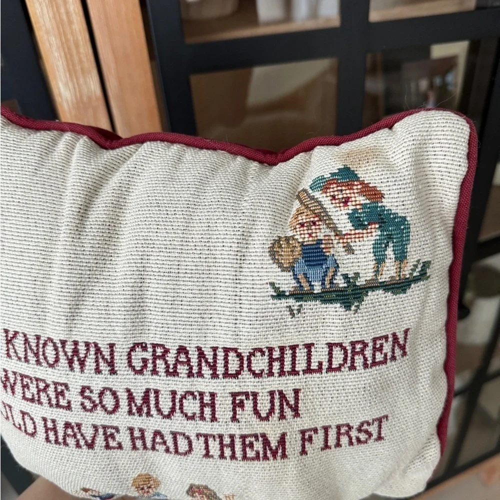 Vintage Grandchildren needlepoint pillow funny grandmother grandparents accent